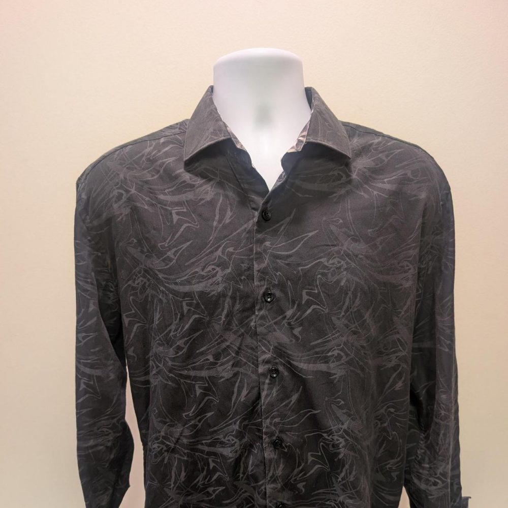 Black & gray abstract swirl pattern cotton button-up shirt #abstract #swirl